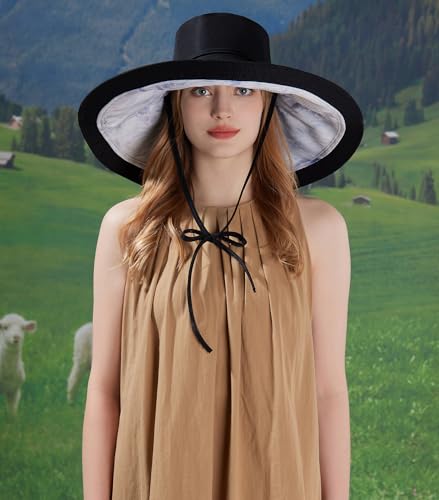 HUAMULAN Women Wide Brim Reversible Sun Hat Summer Beach Fishing Bucket - color: Black