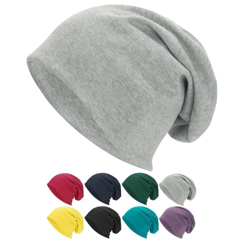 Zando Slouchy Dwarf Beanie Hats for Women Men - Breathable Cozy Cotton Sleep Cap Thin Chemo Headwear for Hip-Pop Halloween - color: 1 Grey