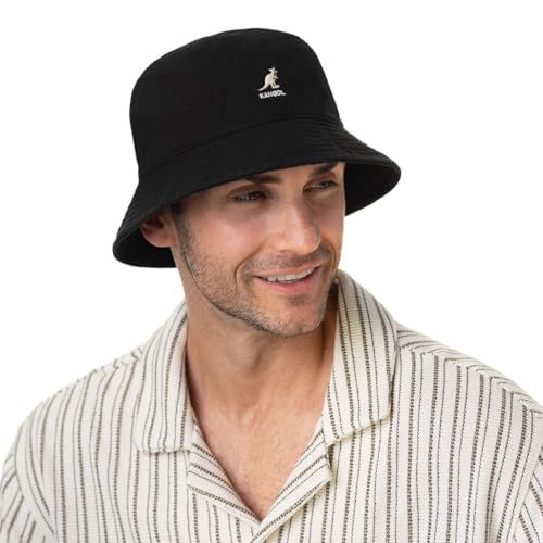 Kangol Washed Bucket Hat Lemon Sorbet - color: Black, size: Large
