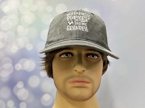Adjustable Embroidery Hat for Men Women, Gift Baseball Cap for Adult - color: Soccer Grandpa (Washed Black)