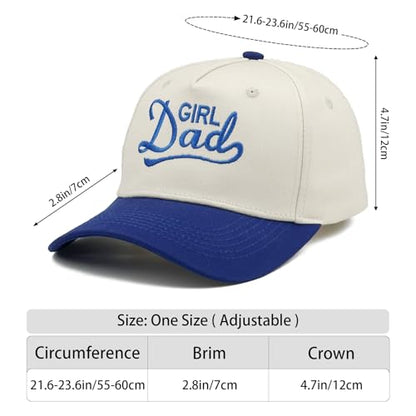 Embroidered Baseball Cap, Cotton Dad Hat, Fun & Heartfelt Stitching, Adjustable Casual Outdoor Hat for Men Women - color: Girl Dad - Navy Blue/Beige