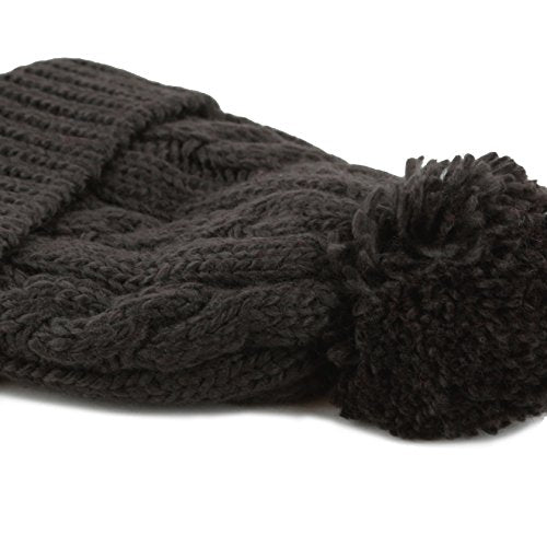 Women and Men Beanie Daily Winter Oversized Thick Stretchy Knitted Pom Pom Beanie Fleece Lined Beanie Hat - color: 1. Curly Dark Brown