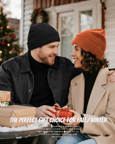 100% Cotton Beanie for Women Men Soft Knit Beanies Warm Winter Hat - color: Orange