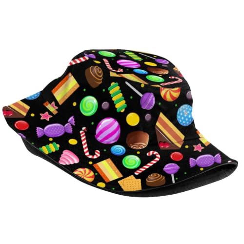 Bucket Hat Funny Duck Fisherman Hat Travel Beach Sun Hat Outdoor Cap for Men Women Adults - color: Toffee Candy Dessert1