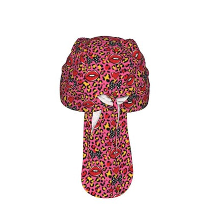 Adjustable Cycling Cap, Quick Dry Sports Bandana Skull Cap Helmet Liner - color: Sexy Leopard Print Lips