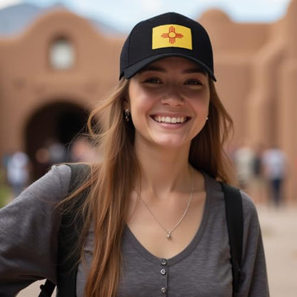 Embroidered State Flag Trucker Hat Mesh Adjustable Snapback Baseball Cap for Men Women - color: New Mexico
