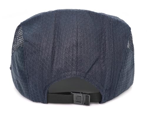 Mesh Cap Breathable Summer Newsboy Hat Adjustable Beret Ivy Cap Irish Cabbie Driving Fishing Hats - color: Navy