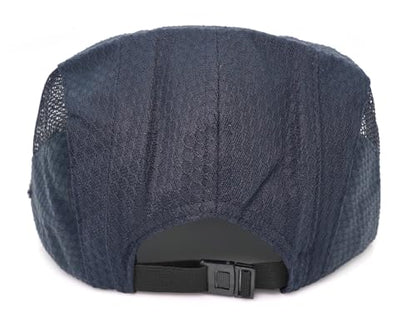 Mesh Cap Breathable Summer Newsboy Hat Adjustable Beret Ivy Cap Irish Cabbie Driving Fishing Hats - color: Navy