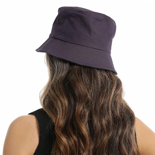 Wheebo Solid Color Bucket Hat for Women Summer Beach Fishmen Hat for Lady Adult Unisex Cotton Cap…… - color: A-sc-charcoal