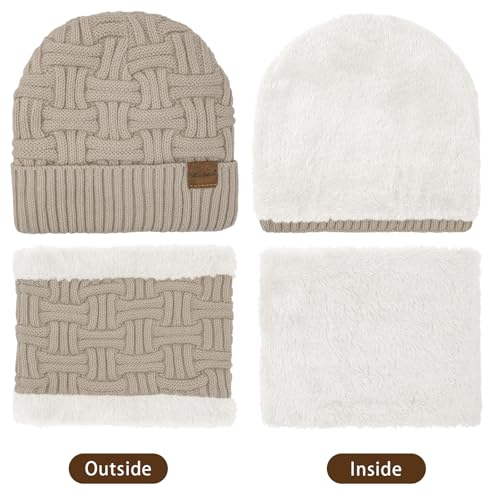 Loritta 3-Pieces Winter Hats for Women Warm Scarf Touchscreen Gloves - color: O-apricot