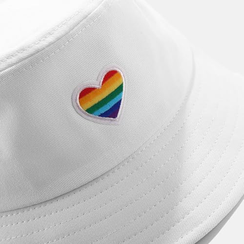 XYIYI 2 Pack Unisex Bucket Hat for Women Men Summer Beach Fishing Hat Sun Hat - color: Rainbow Heart Black White
