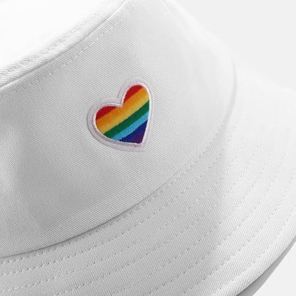 XYIYI 2 Pack Unisex Bucket Hat for Women Men Summer Beach Fishing Hat Sun Hat - color: Rainbow Heart Black White