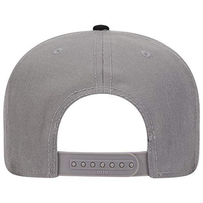 OTTO Wool Blend Twill Square Flat Visor SNAP 6 Panel Snapback Hat - color: Blk/Gry/Gry