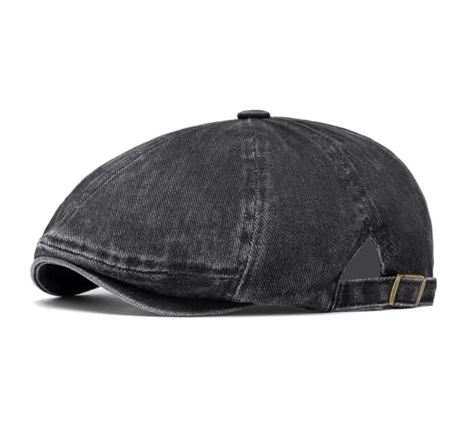 Quanhaigou Newsboy Flat Cap, Men's Vintage Gatsby Ivy Cabbie Hat, Beret Golf Driving Hats - color: Vintage Black
