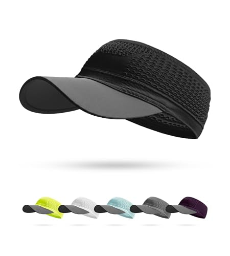Lightweight&Breathable&4-Way Stretch Running Visor hat for Women Men, Portable Cool Sports hat for Spring Summer - color: Black