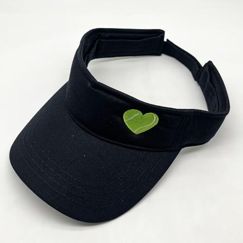 Embroidered Pickleball Visor Men Women,Gifts for Pickleball Lovers - color: Black, style: Tennis Heart