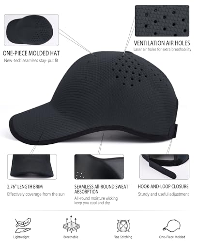 ZOORON Uncrushable Baseball Cap, Seamless Hats with Breathable Air Holes - color: Black