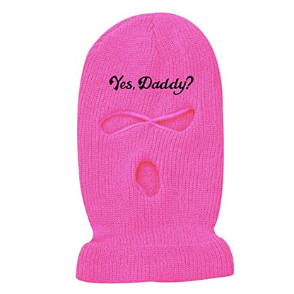 3 Hole Ski Mask Yes Daddy Funny Balaclava Sexy Face Mask for Men Women - color: Rose Red