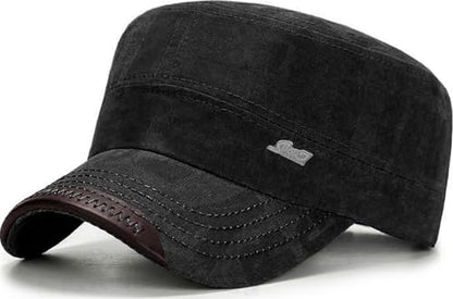 Cadet Hat Flat Top Hats Army Military Caps for Men Women - color: Black C