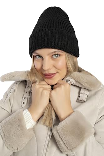 Seamless Beanie Cap, Acrylic Unisex Winter Beanie - color: Black