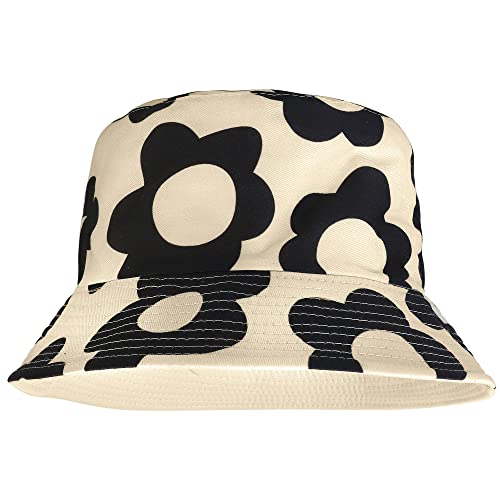 Falari Reversible Bucket Hat for Men Women Summer Travel Beach Outdoor Fishing Hat 100% Cotton - color: J899-white-flower