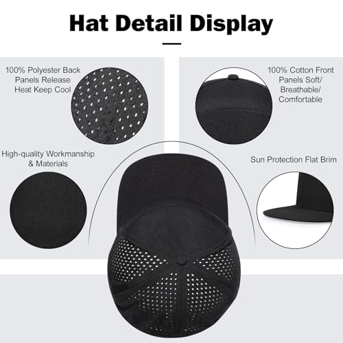 Mens Oversize XXL Flat Brim Baseball Cap - color: Black