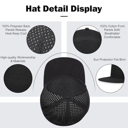 Mens Oversize XXL Flat Brim Baseball Cap - color: Black