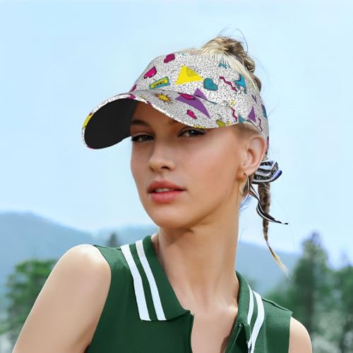 Adjustable Lightweight Open Top Sports Sun Visor Hat Cap for Golf Tennis - color: Retro 90s