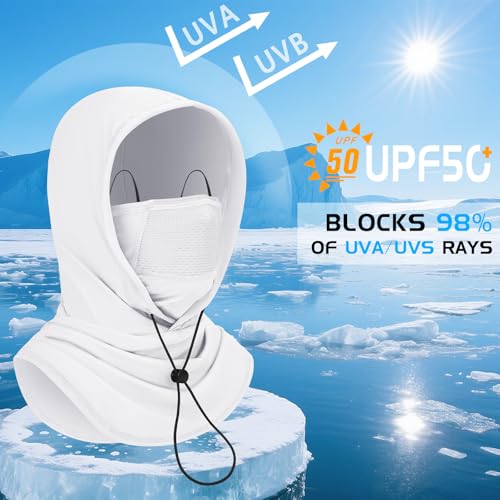 GXCROR Cooling Breathable Balaclava Face Mask Sun UV Protection Hood Shiesty Mask for Cycling Fishing Running - color: White