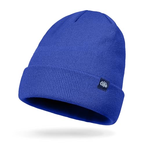 CLAPE Cuff Rolled Beanie for Men Women, Soft Knit Winter Hat Double-Layer Warm Ski Skull Cap Stretch Fit - color: Clkh02-royalblue