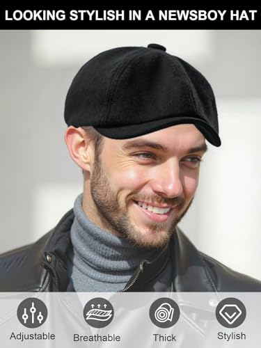 Senker Fashion 2 Pieces Newsboy Cap for Men - color: Black Blue