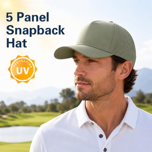 5 Panel Baseball Cap Quick Dry Mesh Snapback Hat for Women Men - color: Sagegreen