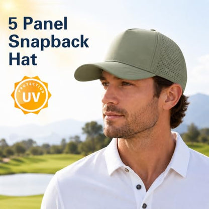 5 Panel Baseball Cap Quick Dry Mesh Snapback Hat for Women Men - color: Sagegreen