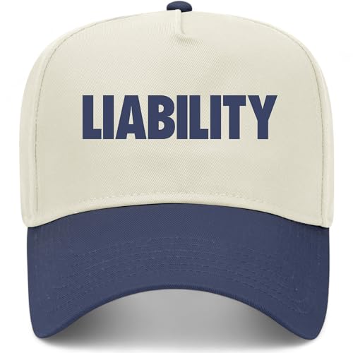 Liability Vintage Trucker Hat | Premium Snapback Baseball Hat for Men & Women - color: Navy/Natural