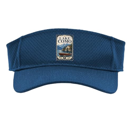 Vintage Lake Como Stamp Lakecore Italian Summer Sport Sun Visor - color: Navy Blue