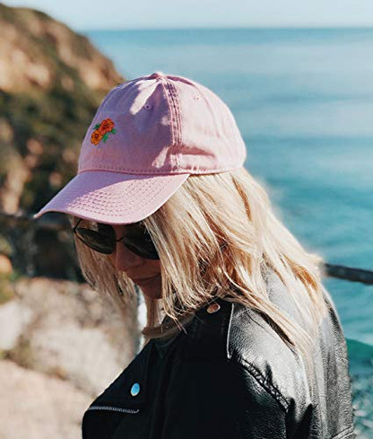 Riot Society Mens Embroidered Adjustable Dad Hat - color: Hibiscus Embroidered (Pink)