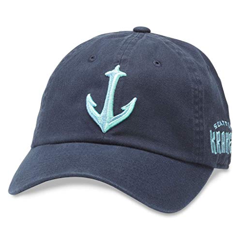 AMERICAN NEEDLE Unisex Officially Licensed NHL National Hockey League Adjustable Buckle Strap Baseball Hat - color: Navy (Seattle Kraken)