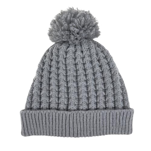 Humble Hilo Knit Hats Beanies for Women Winter Pom Beanie Men or Women Beanies Cable Knit Beanie - color: Grey Pom Pom