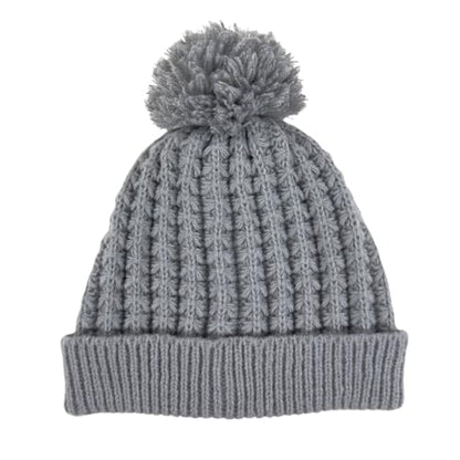 Humble Hilo Knit Hats Beanies for Women Winter Pom Beanie Men or Women Beanies Cable Knit Beanie - color: Grey Pom Pom