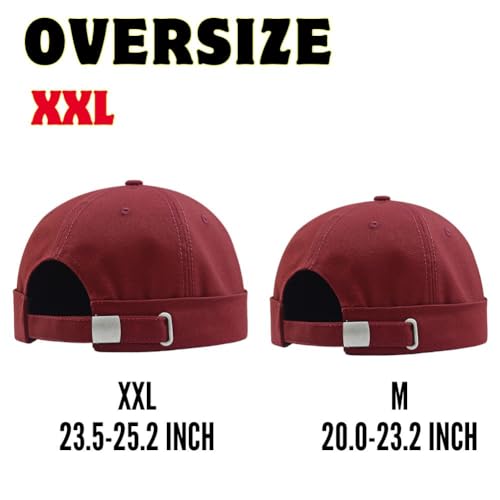 Docker Cap XXL Brimless Hat Oversize Retro No Brim Hats Plus Size Snapback Beanie - color: Red