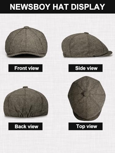 Senker Fashion 2 Pieces Newsboy Cap for Men - color: Dark Grey Khaki