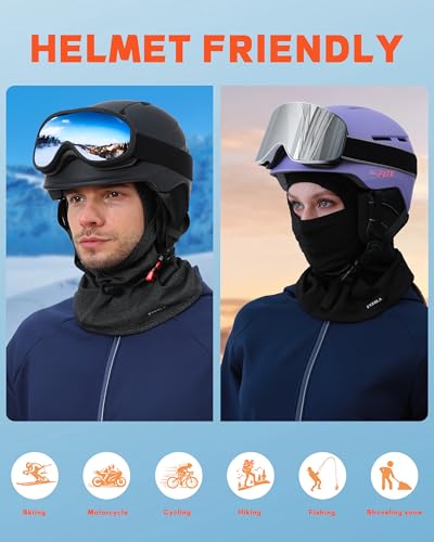 Winter Balaclava Ski Mask for Men Women Thermal Face Mask Breathable Face Cover for Cold Weather Motorcycle Snowboard - color: Black+grey(with Breath Hole)