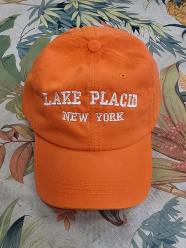 Lake Placid New York Embroidered Cotton Baseball Cap hat - color: Orange