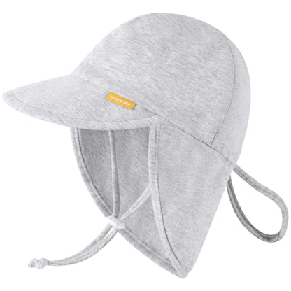 Duoyeree UPF 50+ Baby Sun Hat, Ear & Neck Protection for Toddlers - color: 1b3-grey, size: 6-24 Months