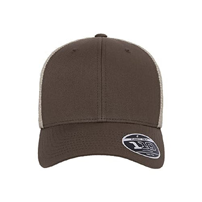 Flexfit 110M Trucker Mid-Profile Mesh Back Snapback Cap - color: Brown/Khaki