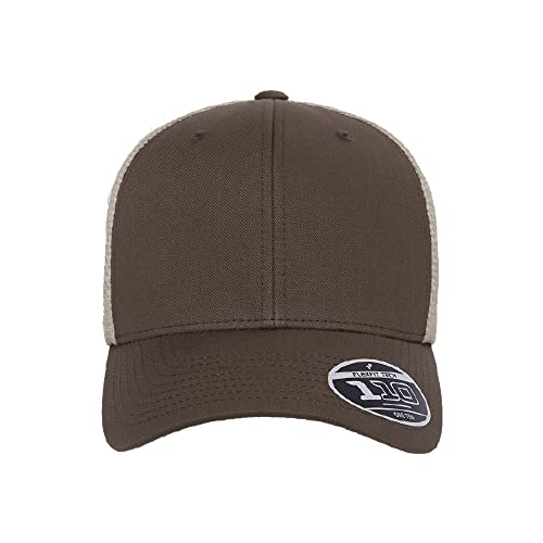 Flexfit 110M Trucker Mid-Profile Mesh Back Snapback Cap - color: Brown/Khaki