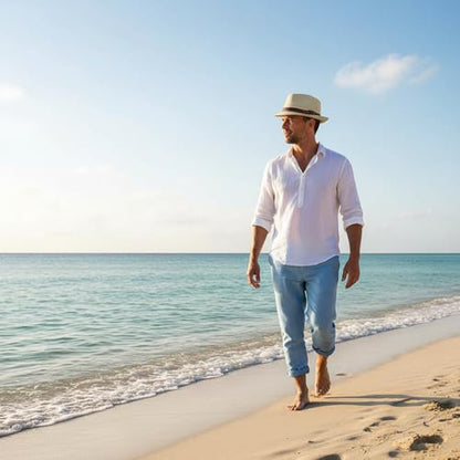 Straw Fedora Hat for Men Panama Hat Short Brim Summer Sun Hat - color: A-beige