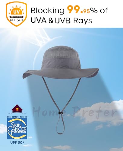 Home Prefer UPF 50+ Men's Sun Hat Wide Brim Bucket Hat UV Protection Hat for Mens Womens Beach Safari Gardening Golf Fishing - color: Dark Gray