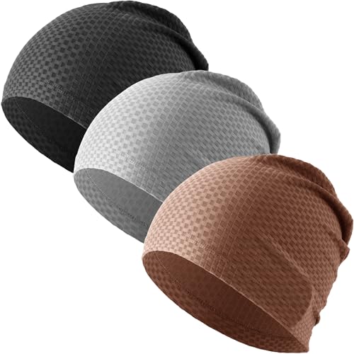 WTACTFUL 3-Pack Breathable Cooling Skull Cap for Men & Women Summer - color: Black+gray+red