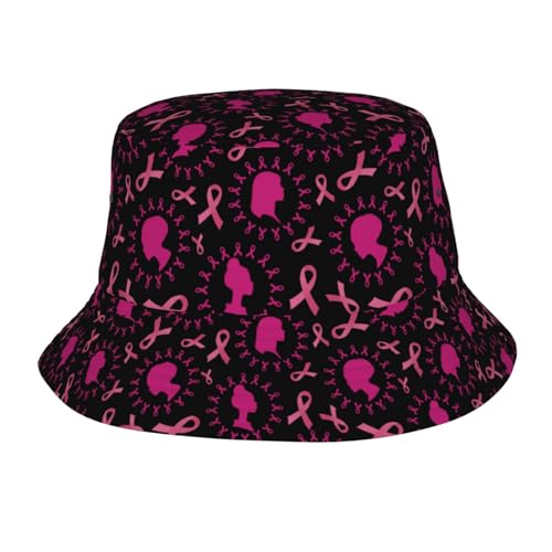 Bucket Hat for Men Women Packable Sun Hats Fisherman Outdoor Summer Travel Hiking Beach Caps - color: Breast Cancer